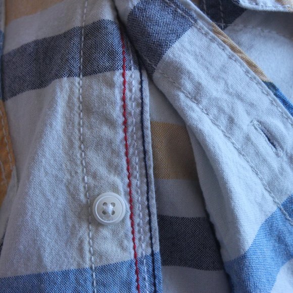 Tommy Hilfiger Denim - Slim Fit, Blue, Yellow and White Shirt Men's US M - Picture 3 of 12